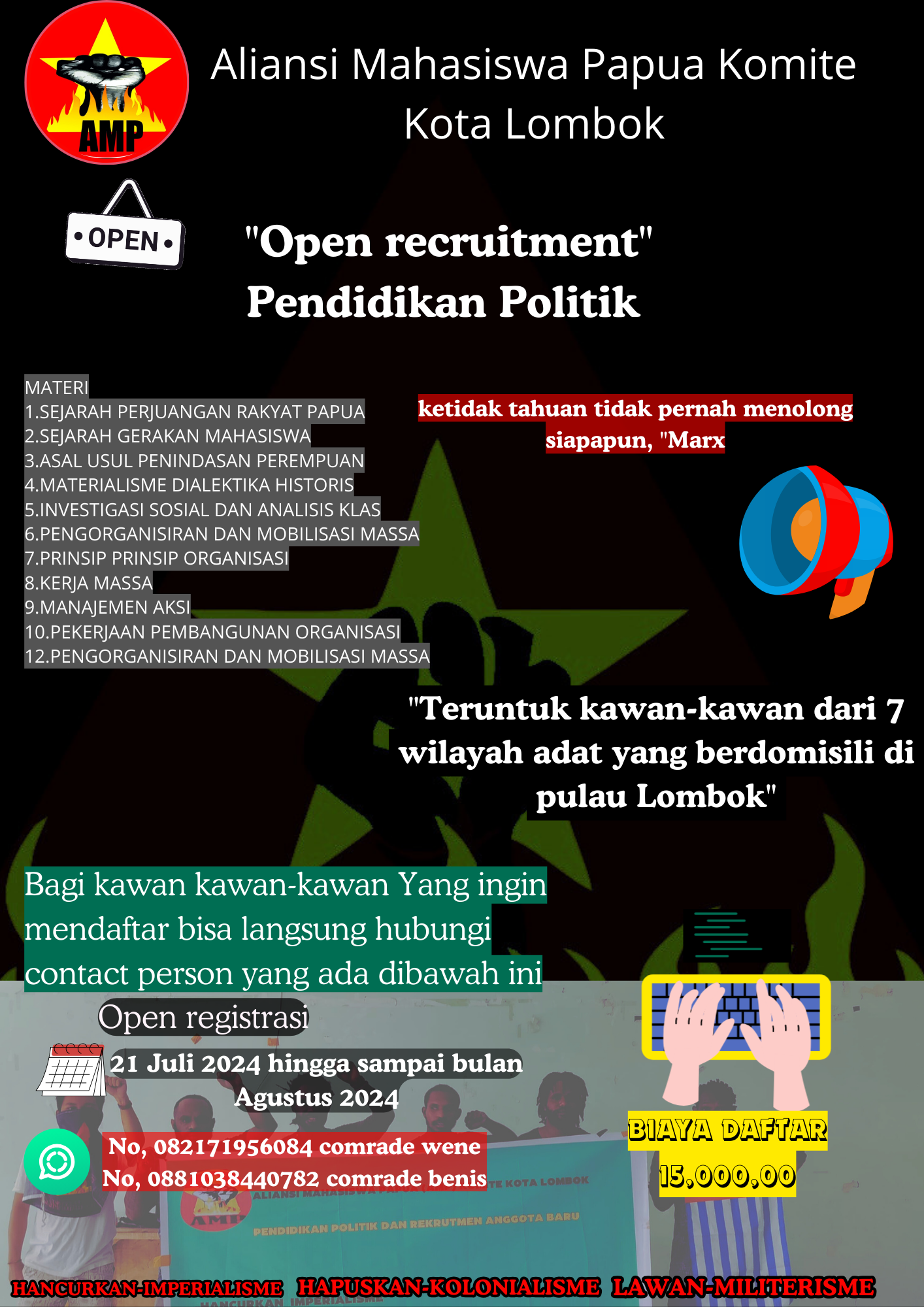 OPEN REKRUTMEN” PENDIDIKAN POLITIK AMP-KK LOMBOK 