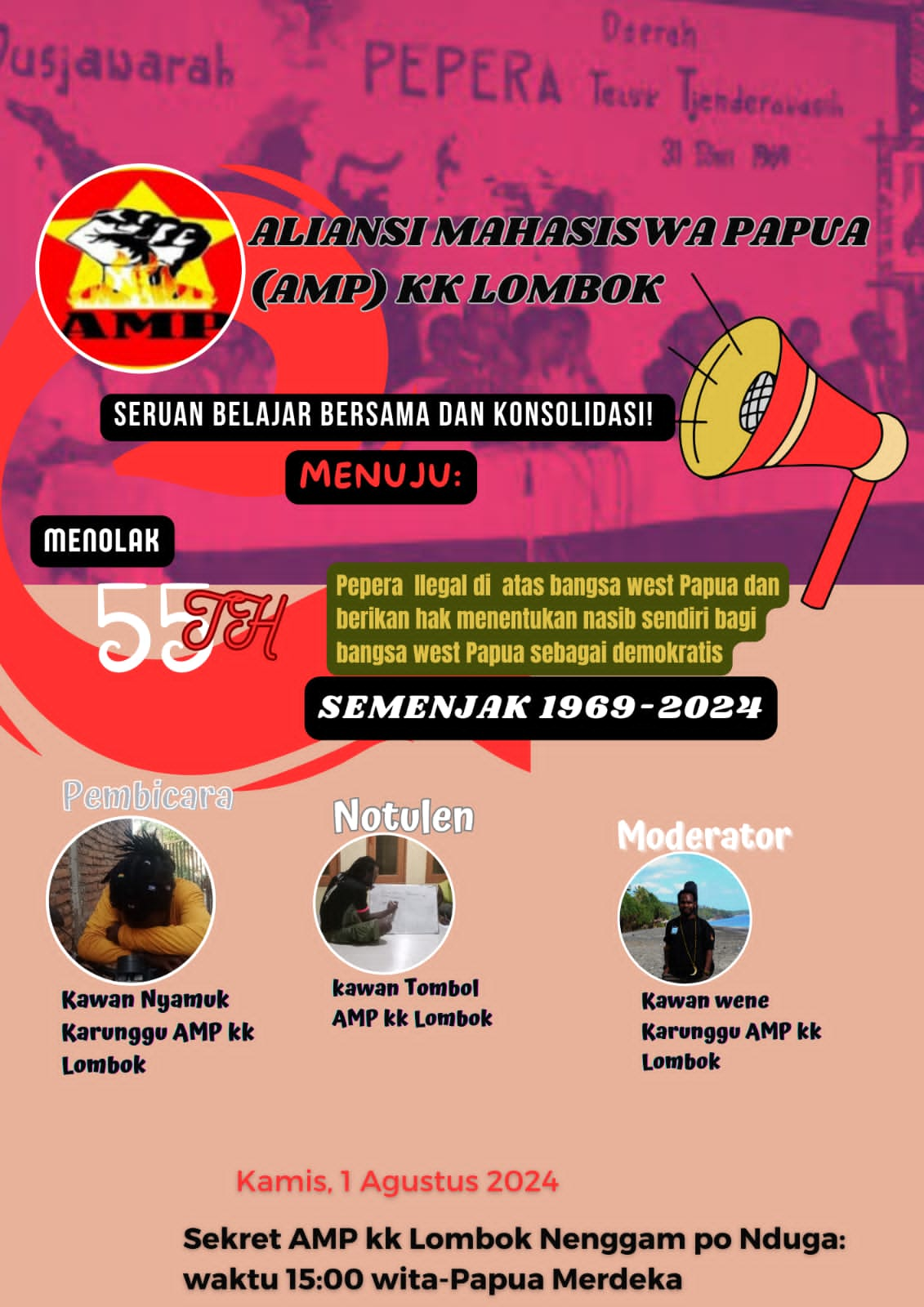 Pepera llegal di atas bangsa west Papua Dan Berikan Hak Menentukan Nasib Dendiri Bagi Bangsa West Papua Sebagai Demokratis